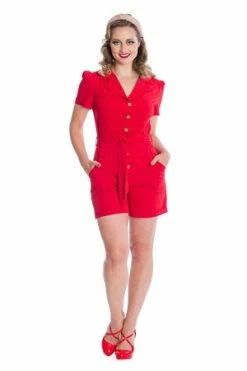 Banned Women Rule Playsuit -Voodoo Vixen shop 06 30 PL92044RED 1293 300x