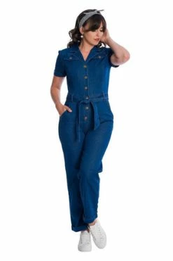 Banned Cadillac Queen Playsuit -Voodoo Vixen shop 06 30 PL92045BLUE 1198 300x