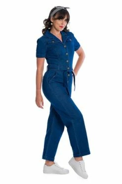 Banned Cadillac Queen Playsuit -Voodoo Vixen shop 06 30 PL92045BLUE 1199 300x