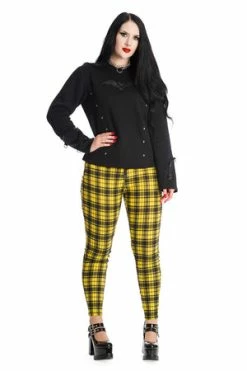 Banned Damien Trousers -Voodoo Vixen shop 1625833007TR31099Yellow 20SS68004BLK 0464 300x