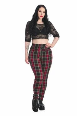 Banned Rumor Has It Trousers -Voodoo Vixen shop 1642506265TR31140 20RED 20CHECK2485 300x
