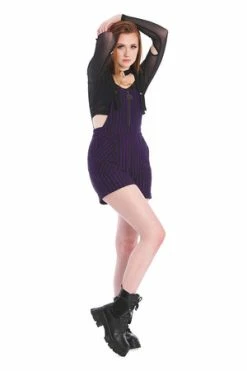 Banned Spooky Nightwalks Playsuit Shorts -Voodoo Vixen shop 1642518491PL92046PUR 203725 300x