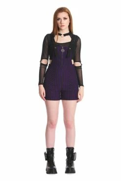 Banned Spooky Nightwalks Playsuit Shorts -Voodoo Vixen shop 1642518491PL92046PUR 203728 300x