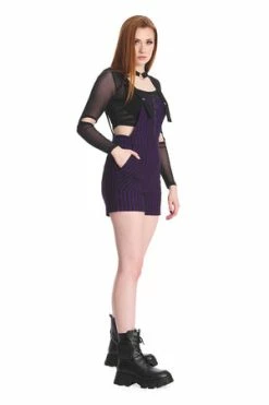 Banned Spooky Nightwalks Playsuit Shorts -Voodoo Vixen shop 1642518491PL92046PUR 203730 300x