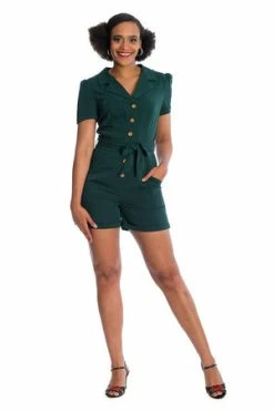 Banned Women Rule Playsuit -Voodoo Vixen shop 164424098606 30 PL90244GREEN 0979 300x
