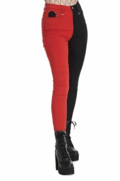 Banned Bailey Half & Half Trousers 12 Banned Bailey Half & Half Trousers -Voodoo Vixen shop 1659026467TR31155BLK 20RED 4 300x