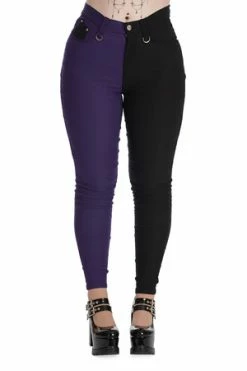 Banned Bailey Half & Half Trousers 16 Banned Bailey Half & Half Trousers -Voodoo Vixen shop 1659026480TR31155BLK 20PURPLE 1 300x