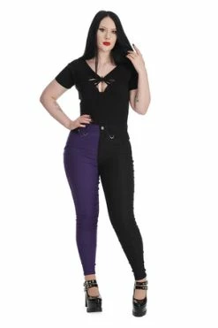 Banned Bailey Half & Half Trousers 15 Banned Bailey Half & Half Trousers -Voodoo Vixen shop 1659026480TR31155BLK 20PURPLE 2 300x