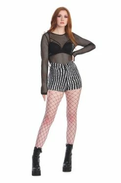 Banned Distressed Waves Shorts 8 Banned Distressed Waves Shorts -Voodoo Vixen shop 1659536713ST81059 20BLK 20WHT 300x