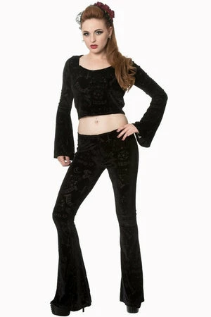 Banned 9 Lives Velvet Flare Sleeve Top 1 Banned 9 Lives Velvet Flare Sleeve Top