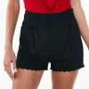 Voodoo Vixen High Waisted Black Shorts With Embroidered Scallop Pocket Detail