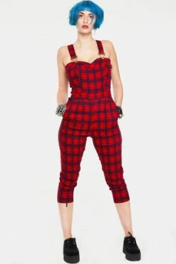 Jawbreaker Just Checking Plaid Jumpsuit