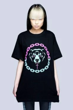 Long Clothing Mishka 2.0 Death Adder Chain T-Shirt - Gold Or Turquoise 7 Long Clothing Mishka 2.0 Death Adder Chain T-Shirt - Gold Or Turquoise -Voodoo Vixen shop Mishka 2 0 Death Adder Chain T Shirt Gold or Turquoise Long Clothing 3 300x