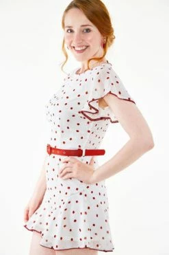 Voodoo Vixen Rosita White Strawberry Fruit Flutter Playsuit -Voodoo Vixen shop Rosita White Strawberry Fruit Flutter Playsuit Voodoo Vixen 3 300x