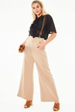 Voodoo Vixen Safari Flare Trousers With Leopard Print Suspenders