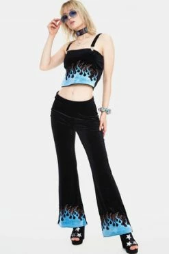 Jawbreaker Too Hot To Handle Flame Flared Trousers