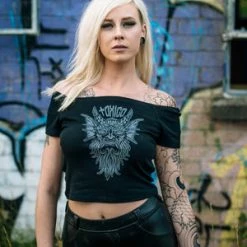 Toxico Demon Off Shoulder Rib Tee