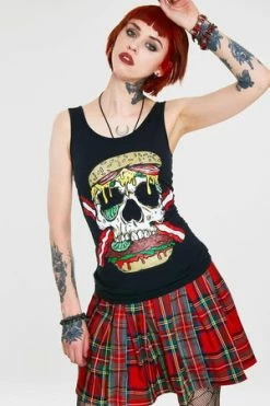 Jawbreaker Zombie Skull Burger Tie Back Top