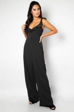 Voodoo Vixen Alexis Polka Dot Ruffle Jumpsuit