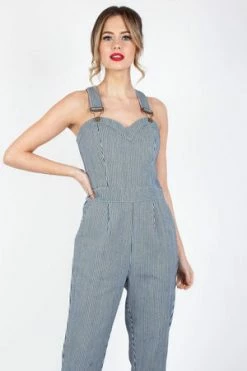 Voodoo Vixen Anthea Fitted Stripe Overalls -Voodoo Vixen shop anthea fitted stripe overalls voodoo vixen 3 300x