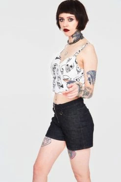Jawbreaker Black Denim Shorts -Voodoo Vixen shop black denim shorts jawbreaker 4 300x