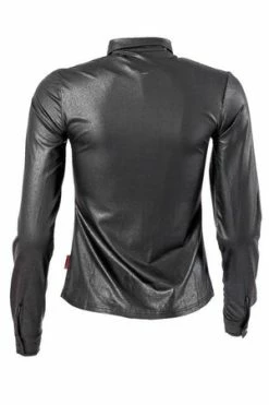 Queen Of Darkness Black Leather-Look Blouse -Voodoo Vixen shop black leather look blouse queen of darkness 5 300x