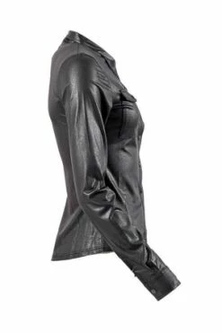 Queen Of Darkness Black Leather-Look Blouse -Voodoo Vixen shop black leather look blouse queen of darkness 6 300x