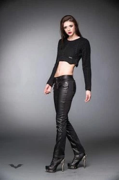 Queen Of Darkness Black Pants With Leather Look Front Side