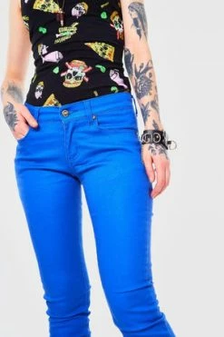 Jawbreaker Blue Mono Drainpipe Jeans -Voodoo Vixen shop blue mono drainpipe jeans jawbreaker 3 300x