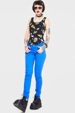 Jawbreaker Blue Mono Drainpipe Jeans -Voodoo Vixen shop blue mono drainpipe jeans jawbreaker 5 300x