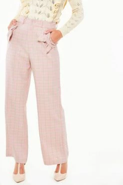 Voodoo Vixen Bow Pocket Pink Plaid Trousers -Voodoo Vixen shop bow pocket pink plaid trousers voodoo vixen 4 300x