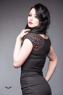 Queen Of Darkness Cherries & Stars Top -Voodoo Vixen shop cherries stars top queen of darkness 3 300x