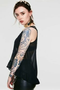 Jawbreaker Chiffon Crochet Top -Voodoo Vixen shop chiffon crochet top jawbreaker 3 300x