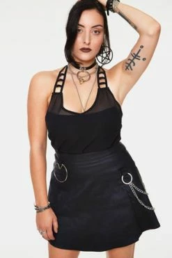 Jawbreaker Chiffon Ladder Straps Top -Voodoo Vixen shop chiffon ladder straps top jawbreaker 3 300x