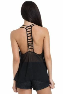 Jawbreaker Chiffon Ladder Straps Top -Voodoo Vixen shop chiffon ladder straps top jawbreaker 5 300x