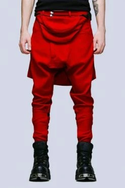 Long Clothing Clip Pants Block Red - Unisex