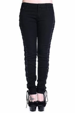 Banned Corset Style Black Skinny Jeans -Voodoo Vixen shop corset style black skinny jeans banned 3 300x