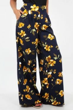 Voodoo Vixen Emilia Yellow Floral Palazzo Pants