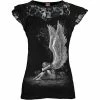 Spiral Enslaved Angel - Lace Layered Cap Sleeve Top Black