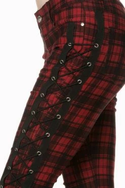 Banned Escaping Darkness Tartan Skinny Trouser -Voodoo Vixen shop escaping darkness tartan skinny trouser banned 4 300x