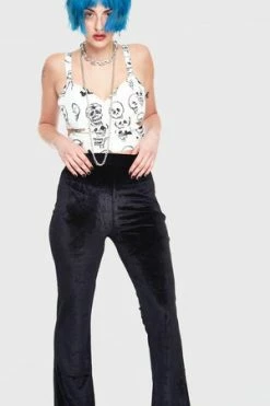 Jawbreaker Glam Rock Black Velvet Flares 10 Jawbreaker Glam Rock Black Velvet Flares -Voodoo Vixen shop glam rock black velvet flares jawbreaker 3 300x