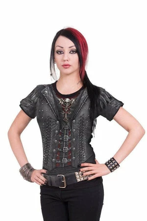 Spiral Gothess Wrap - Allover Cap Sleeve Top Black 3 Spiral Gothess Wrap - Allover Cap Sleeve Top Black - Image 3