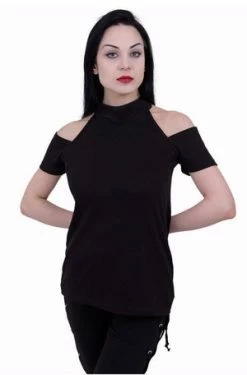 Spiral Gothic Elegance - Halter Neck Drop Shoulder Top -Voodoo Vixen shop gothic elegance halter neck drop shoulder top spiral 3 300x