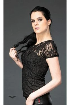 Queen Of Darkness Gothic Lace-Top With Puffed Sleeves -Voodoo Vixen shop gothic lace top with puffed sleeves queen of darkness 3 300x
