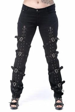 Queen Of Darkness Gothic Pants With Lacing And Buckles