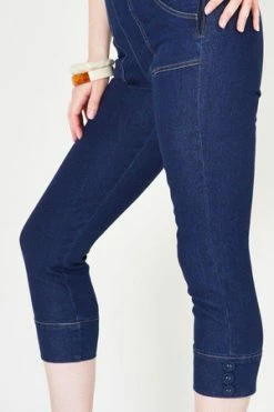 Voodoo Vixen Hailey Polka Dot Denim Capri Pants -Voodoo Vixen shop hailey polka dot denim capri pants voodoo vixen 4 300x