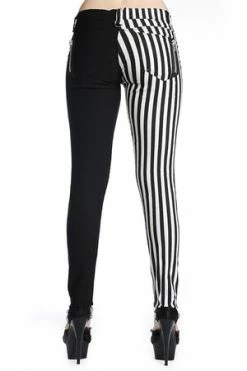 Banned Half Black Half Striped Trousers 10 Banned Half Black Half Striped Trousers -Voodoo Vixen shop half black half striped trousers banned 5 300x