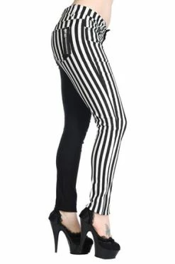 Banned Half Black Half Striped Trousers 11 Banned Half Black Half Striped Trousers -Voodoo Vixen shop half black half striped trousers banned 6 300x