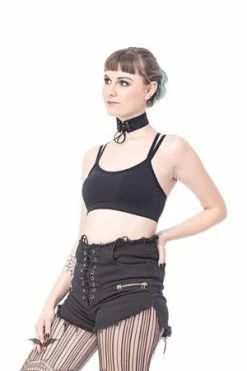 Queen Of Darkness High Waist Hotpants With Lacing -Voodoo Vixen shop high waist hotpants with lacing queen of darkness 4 300x