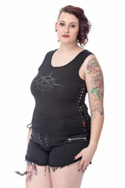 Queen Of Darkness High Waist Hotpants With Lacing -Voodoo Vixen shop high waist hotpants with lacing queen of darkness 5 300x